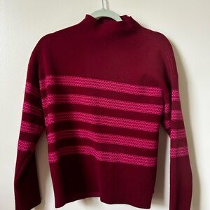 Tahari Burgundy and Pink Cowl Neck Sweater